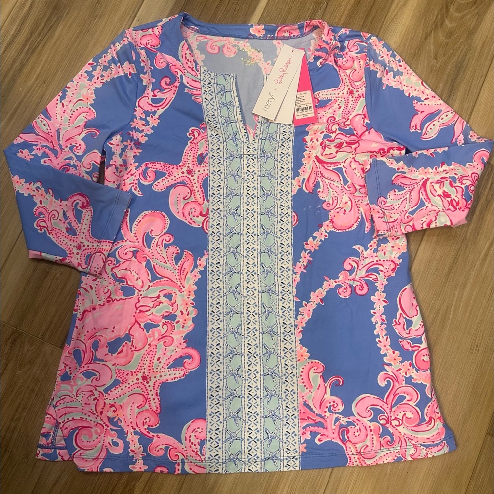 Lilly Pulitzer Pink and Blue UPF 50+ Karina Tunic NWT